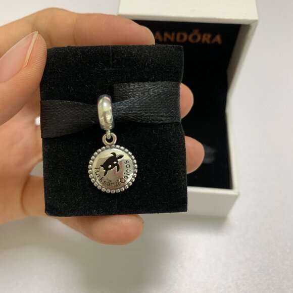 PANDORA RARE Exclusive Turks & Caicos Travel Sterling Silver Dangle Charm - Picture 1 of 4